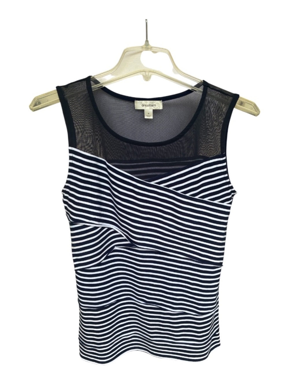 Dress Barn Navy Blue and White Striped Sleeveless Top-Size M